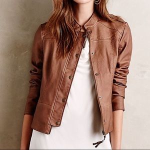Anthropologie Vegan Leather Bomber Jacket